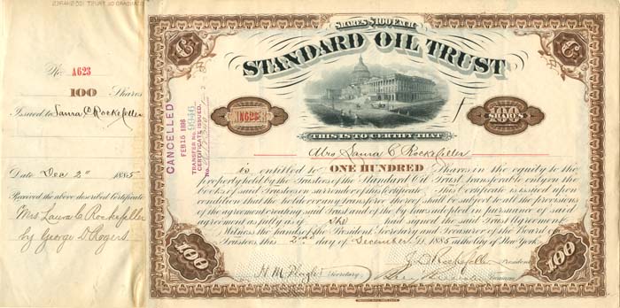 Standard Oil Trust signed by Laura C. Rockefeller